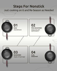 Flat bottom wok for stable use on all cooktops
