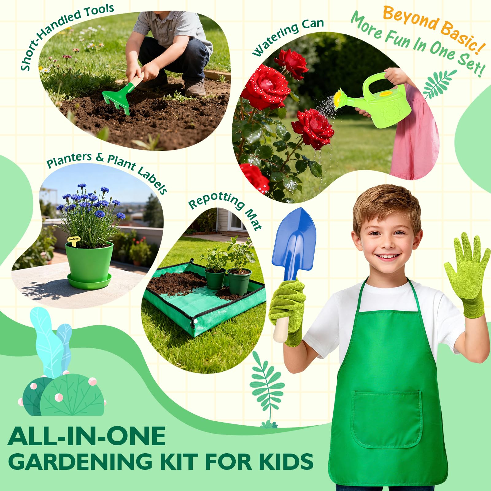Apron and gloves as protective gardening accessories