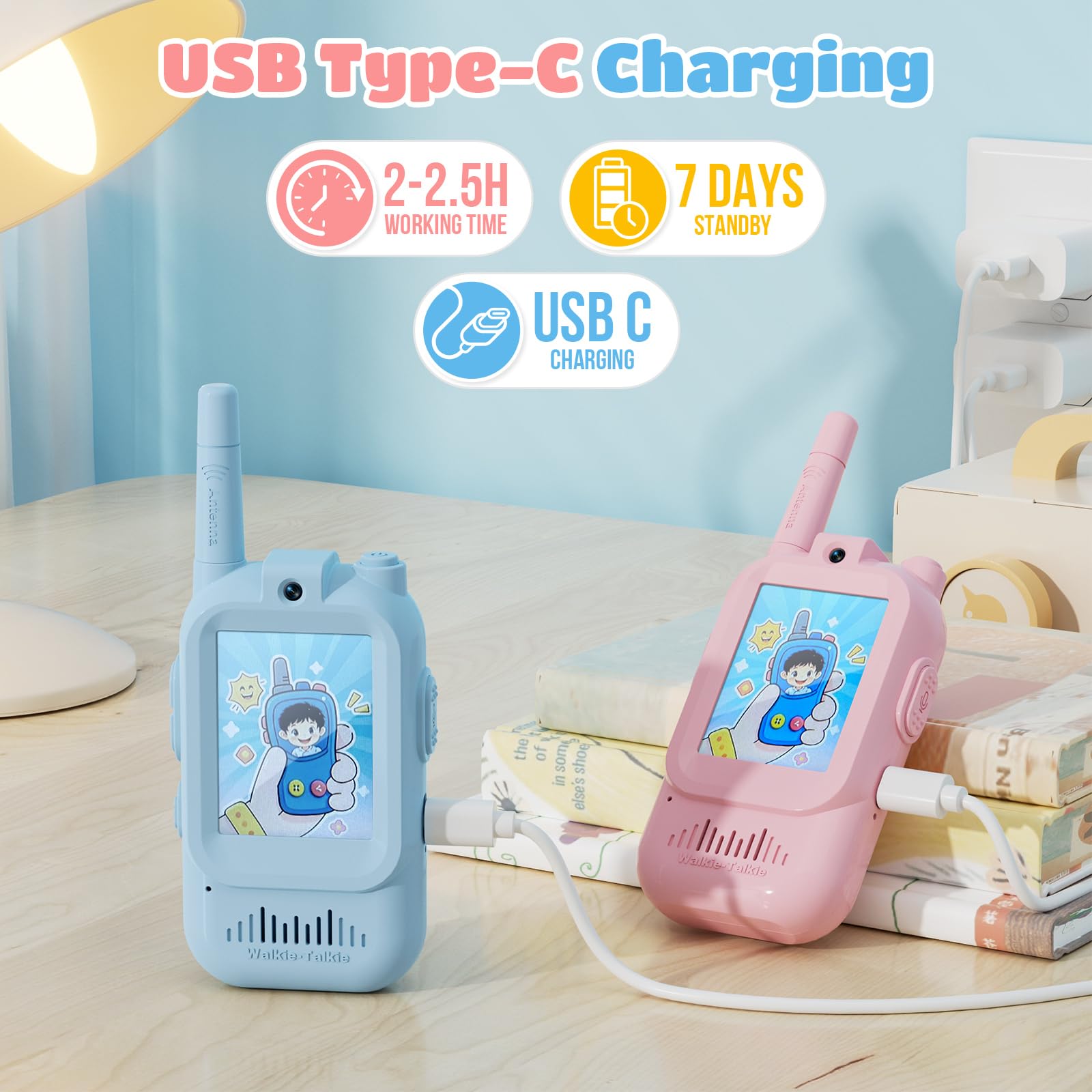 Kids video walkie talkie with built in camera real time chat
