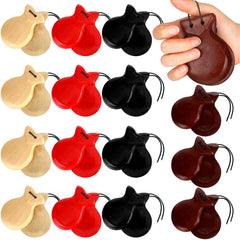 Fiada 8 Pcs Spanish Castanets Flamenco wooden with string set 4 pairs