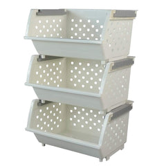 Fiaze 3-pack white kitchen stackable baskets