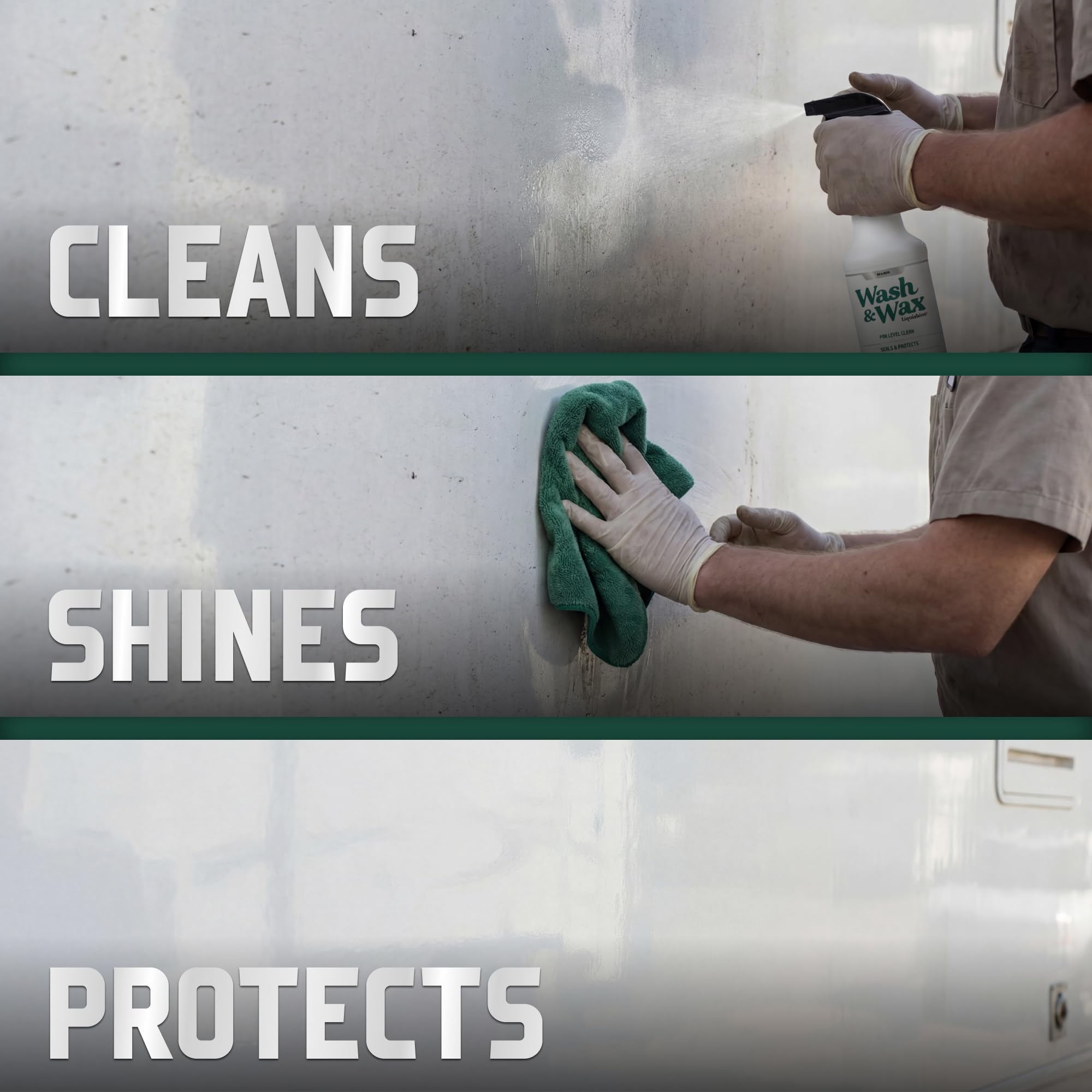 RV exterior surface after wash showing glossy finish