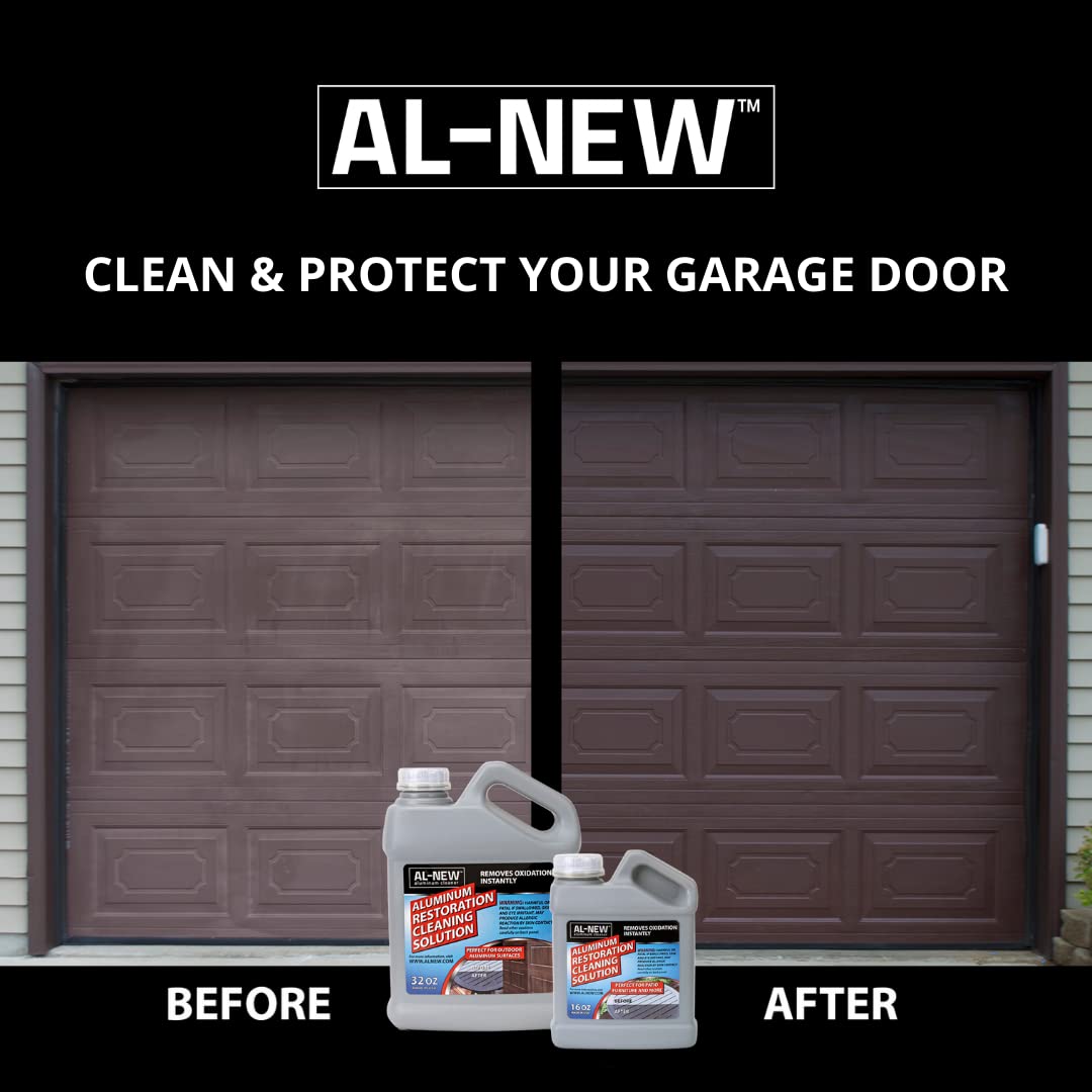 Garage doors cleaned with AL-NEW aluminum restoration solution