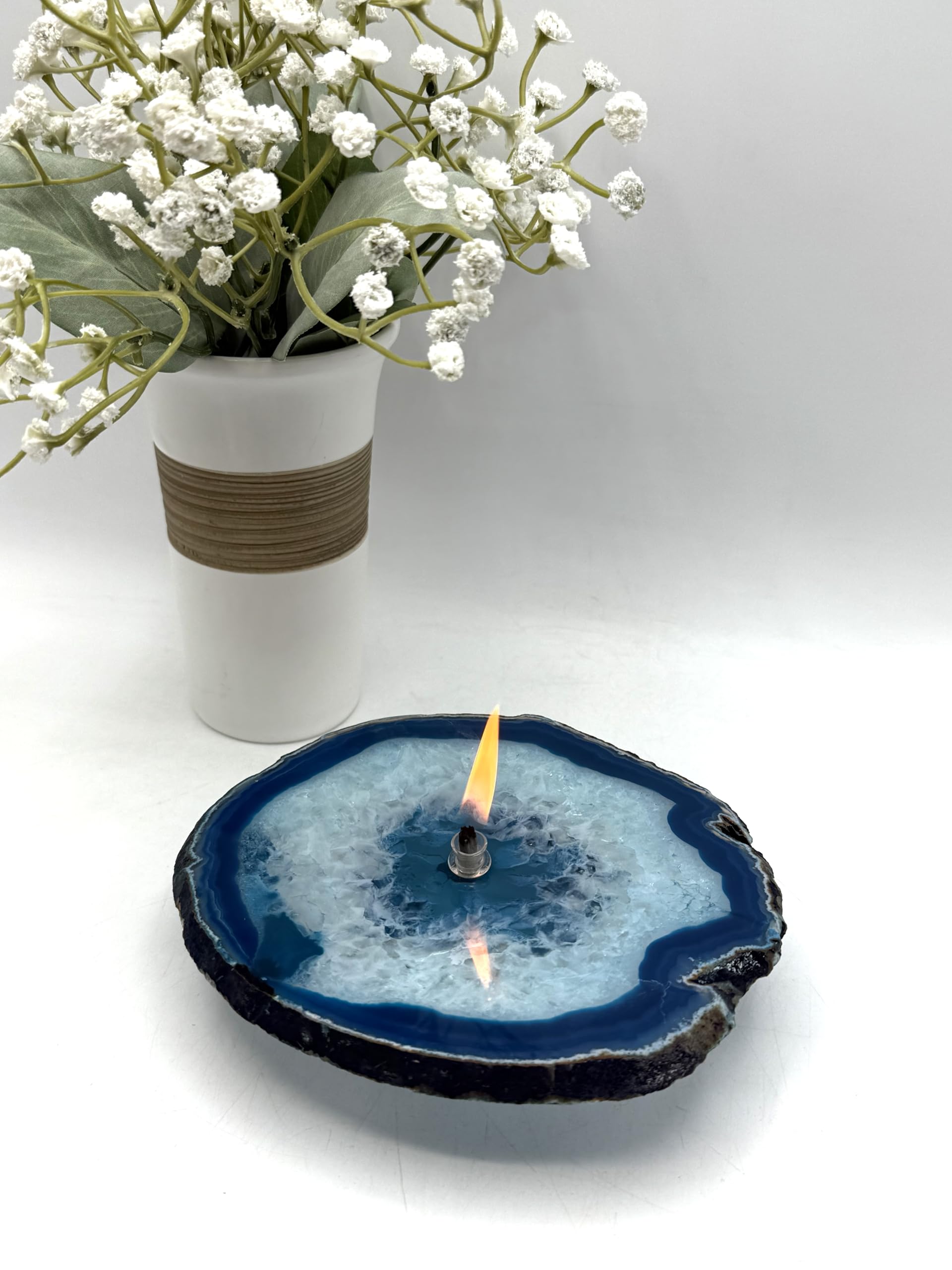 Fiberglass Wick included with Teal Agate Oil Candle