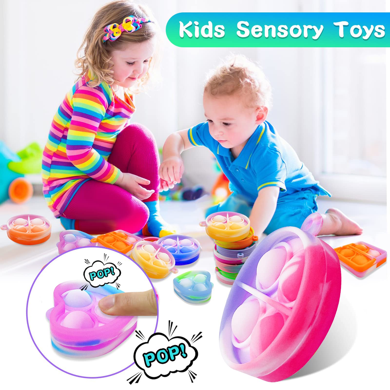 Child-safe silicone material keychain fidget toy close up