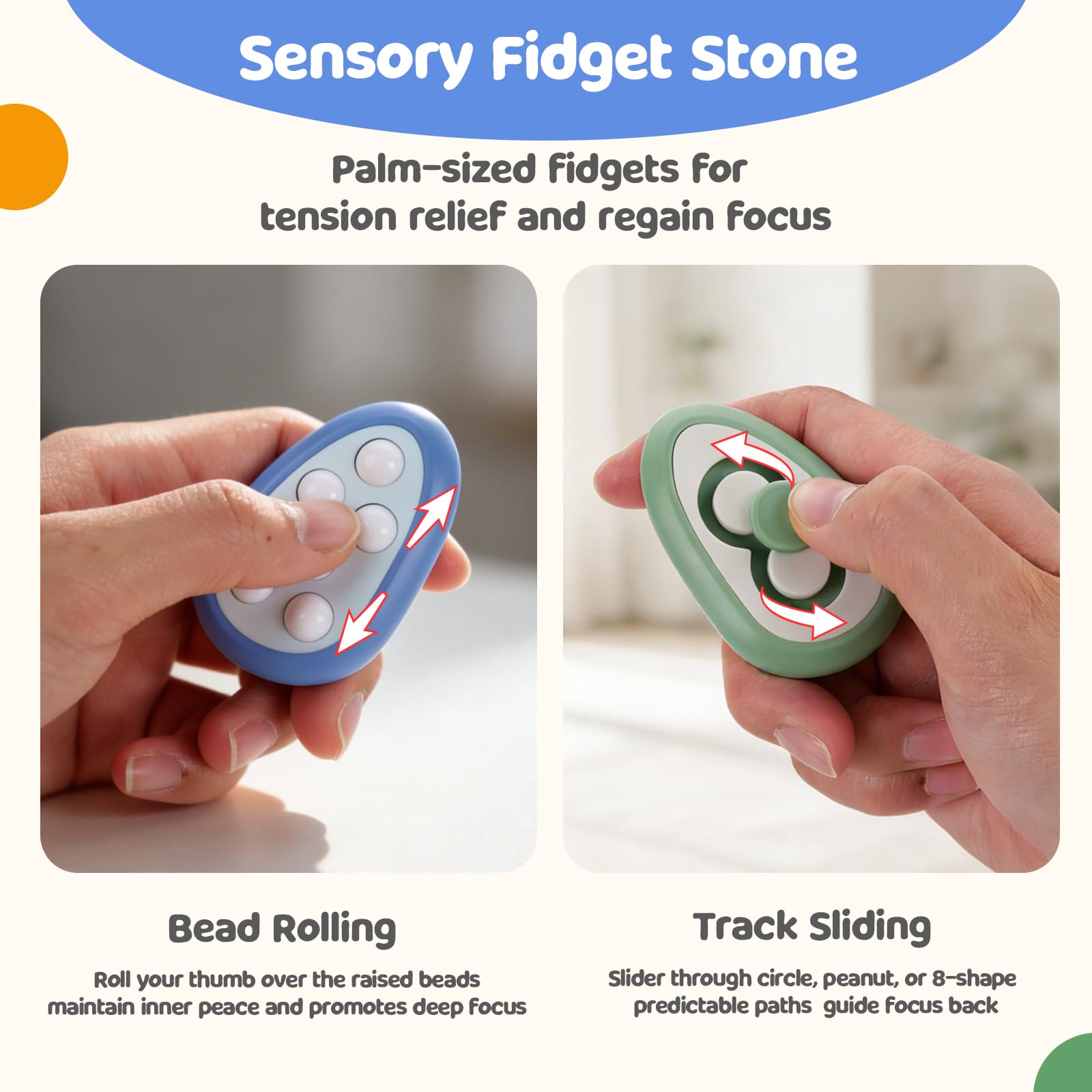 Fidget Stone textured silicone surfaces back