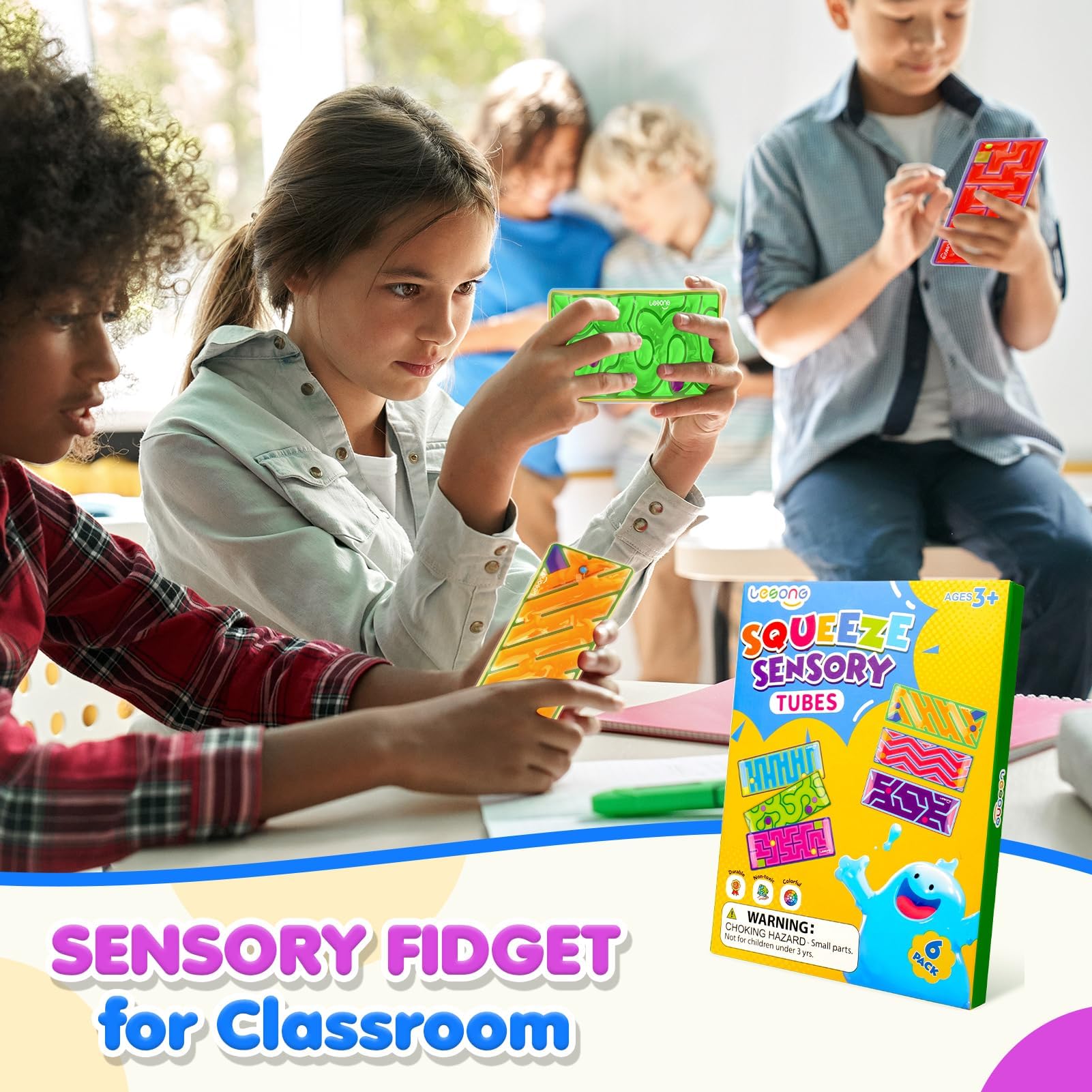 Six maze shapes with gel filled balls sensory path