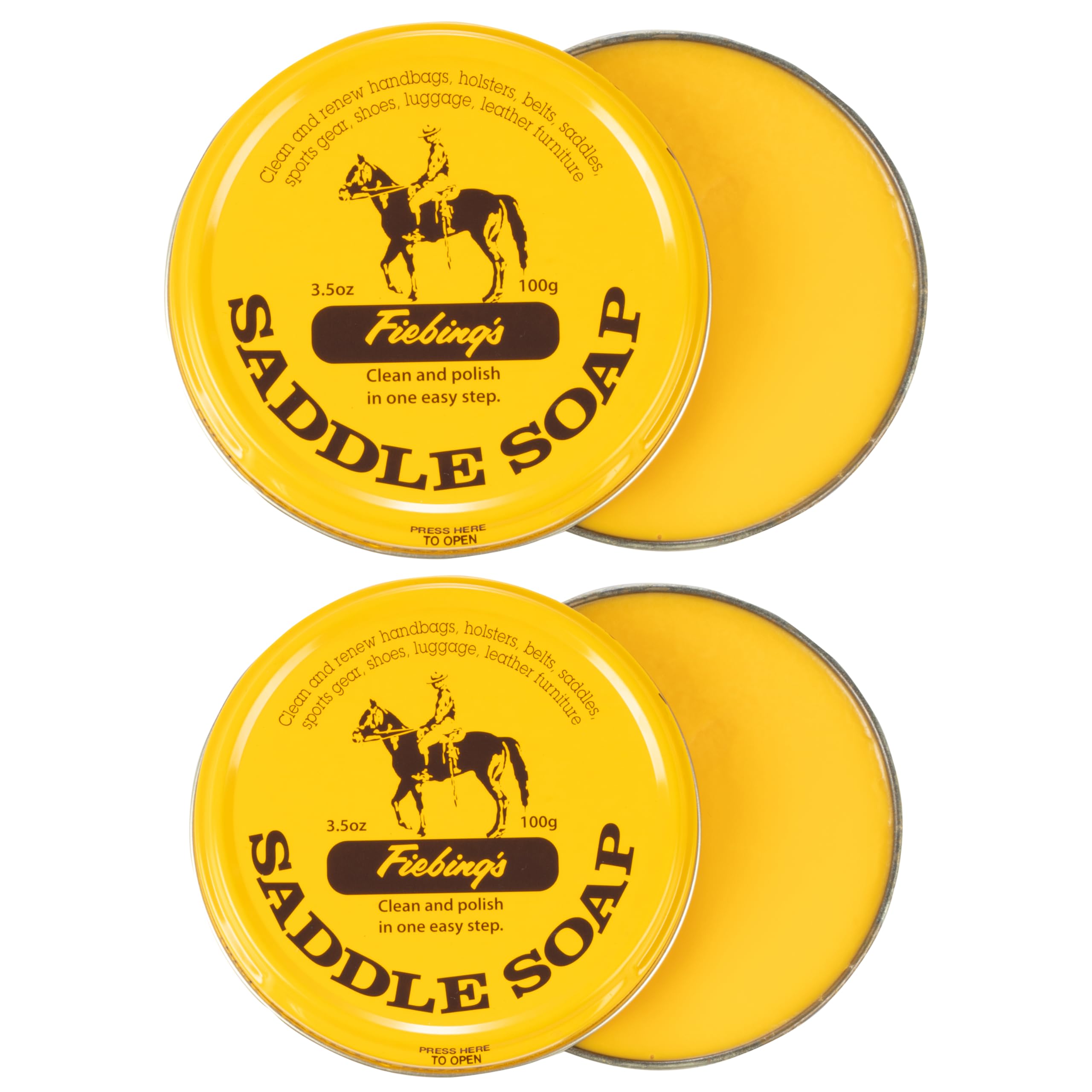 Fiebing's Yellow Saddle Soap for Leather 2 pack 3.5 oz