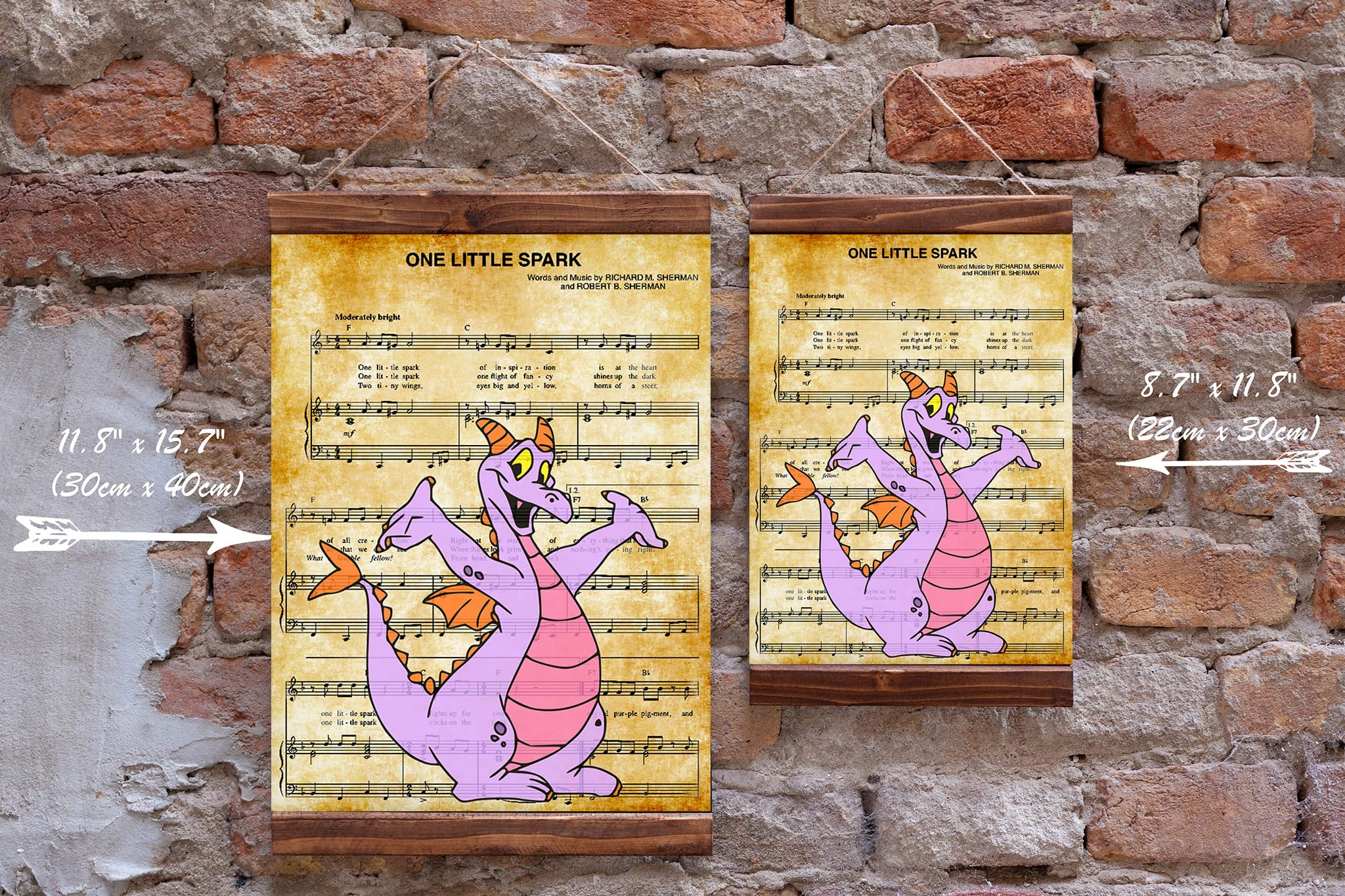 Figment character art on sheet music canvas print