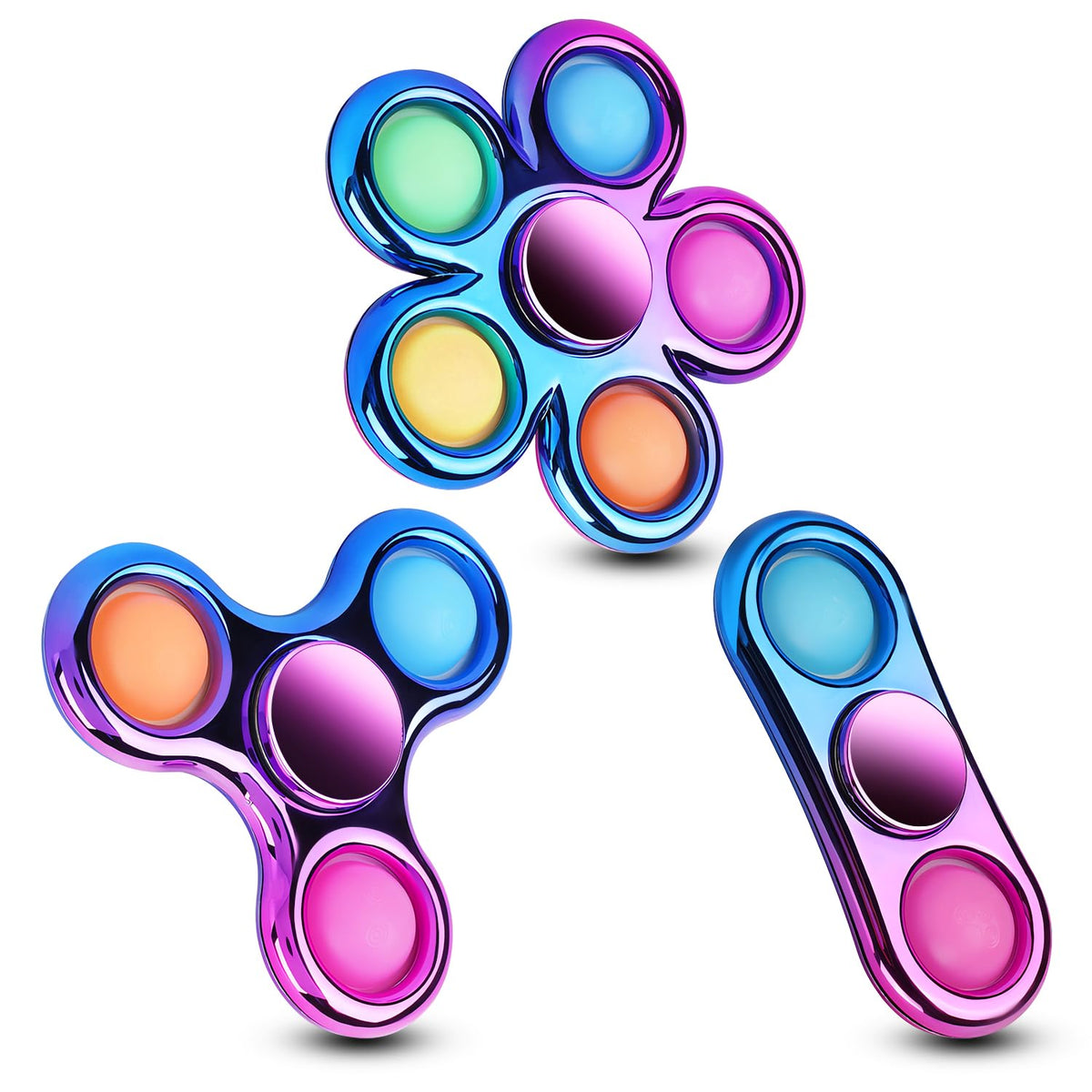 Figrol Fidget Toys 3 Pack pop fidget spinner front view
