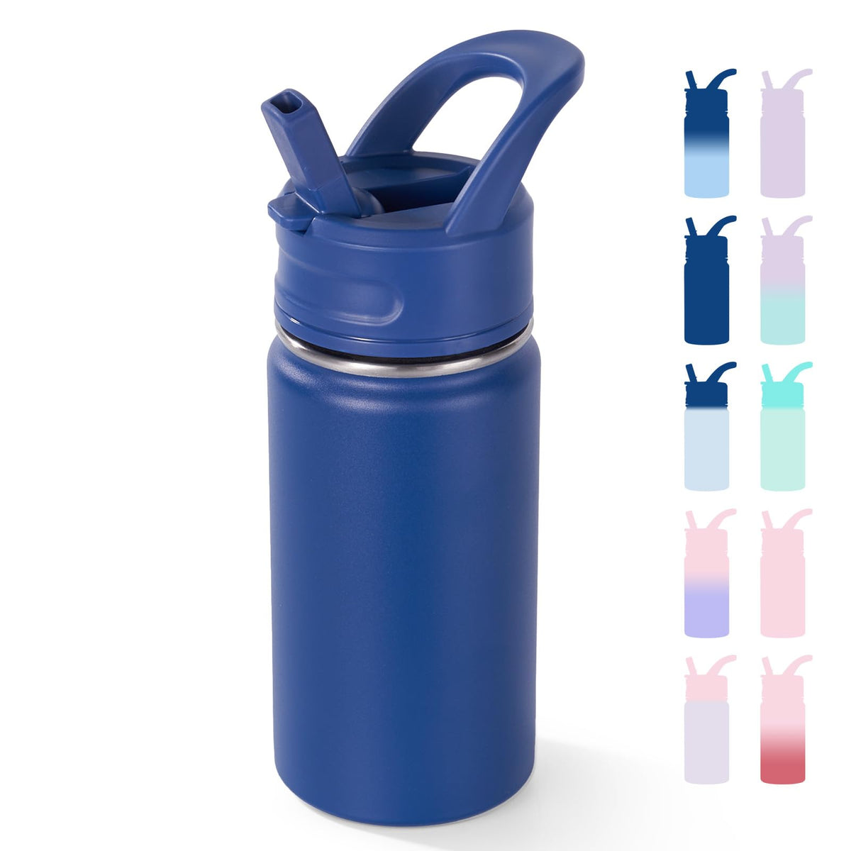 Fijinhom 12oz kids water bottle blue stainless steel with straw BPA-free