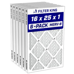 Filter King 16x25x1 MERV 8 air filter six pack