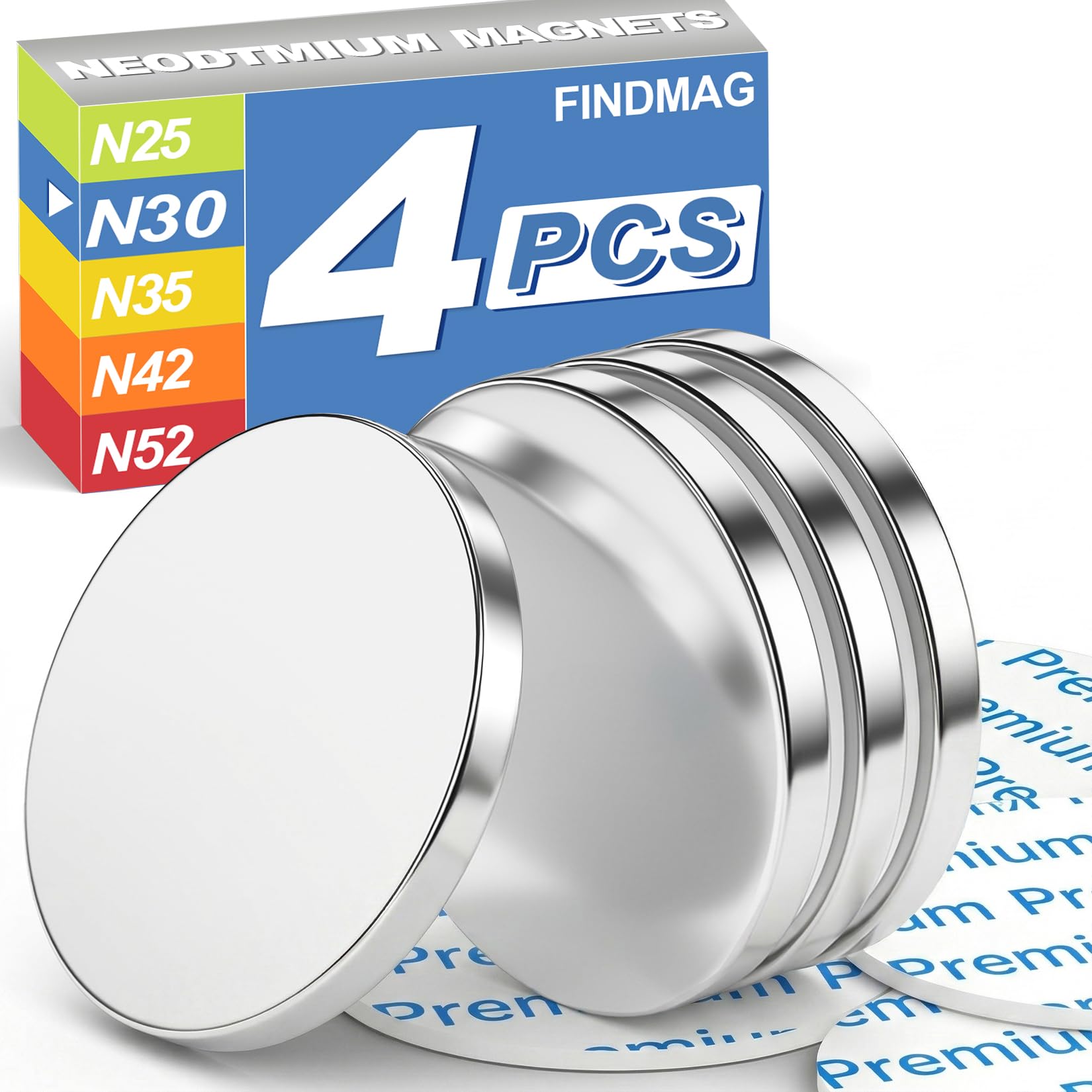 FINDMAG 4 piece neodymium disc magnets