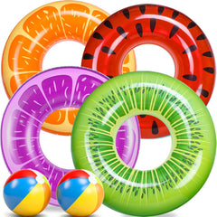FindUWill pool floats 6 pack set with fruit tubes and beach balls