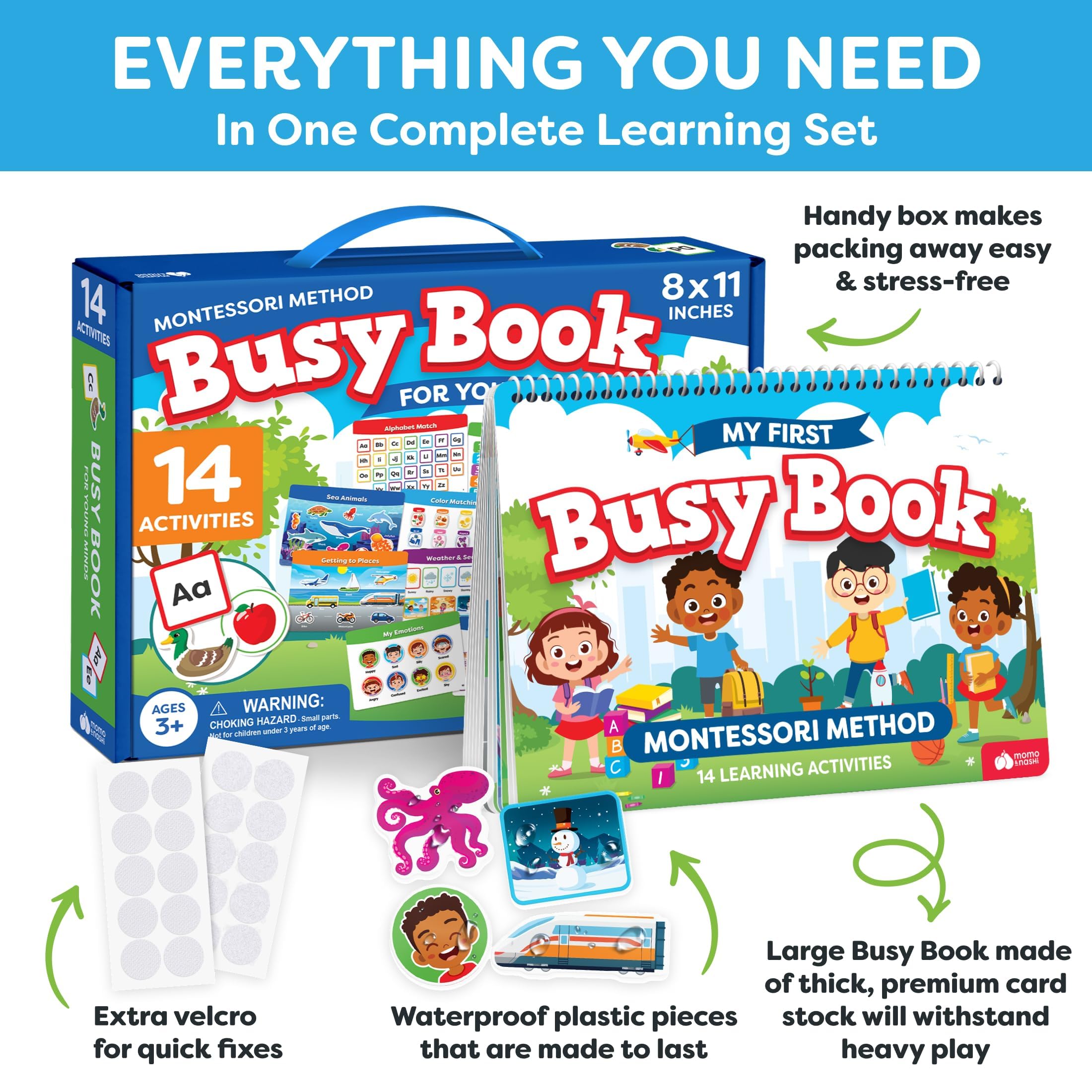 Fine motor activities in a tactile Montessori book