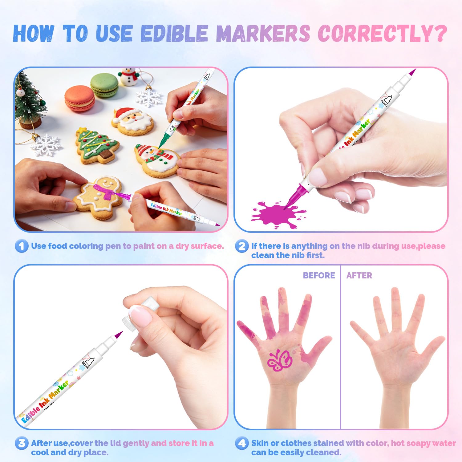 Fine nib 0.5 mm and wide nib dual-sided marker pens