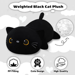 Finebee weighted black cat plush 13 8 inch size image