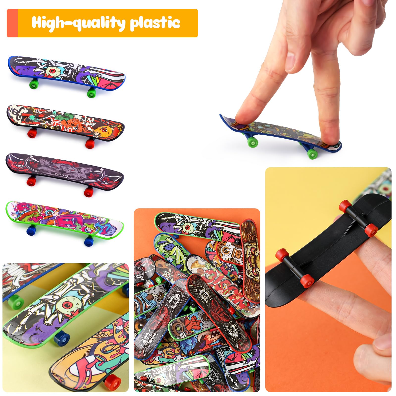 Beginner friendly ABS plastic finger skateboard set