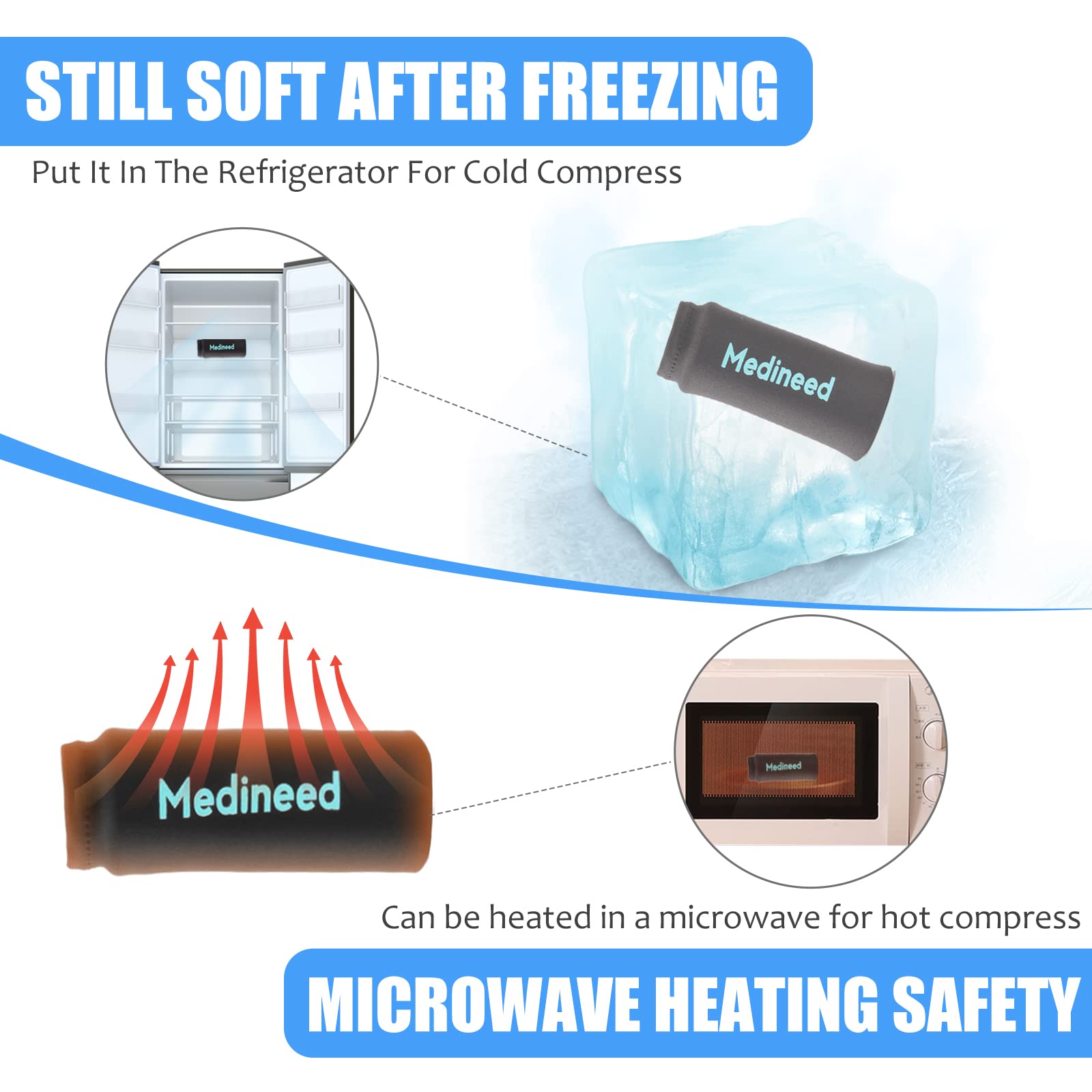 Finger gel ice pack sleeve right hand close up