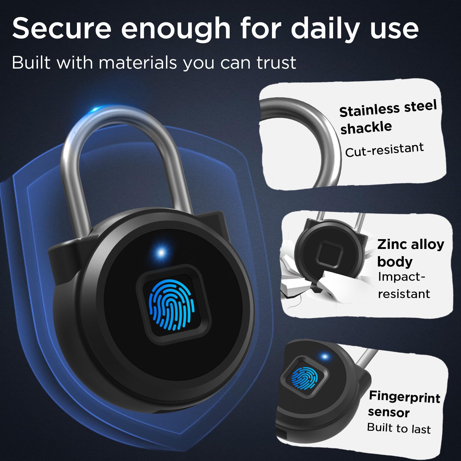 Graphic showing fingerprint unlock speed 0.1s