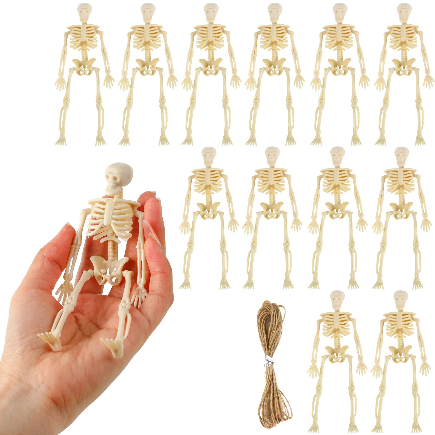 FINGOOO mini skeleton figurines 12Pcs 5.9 inch size for desk display