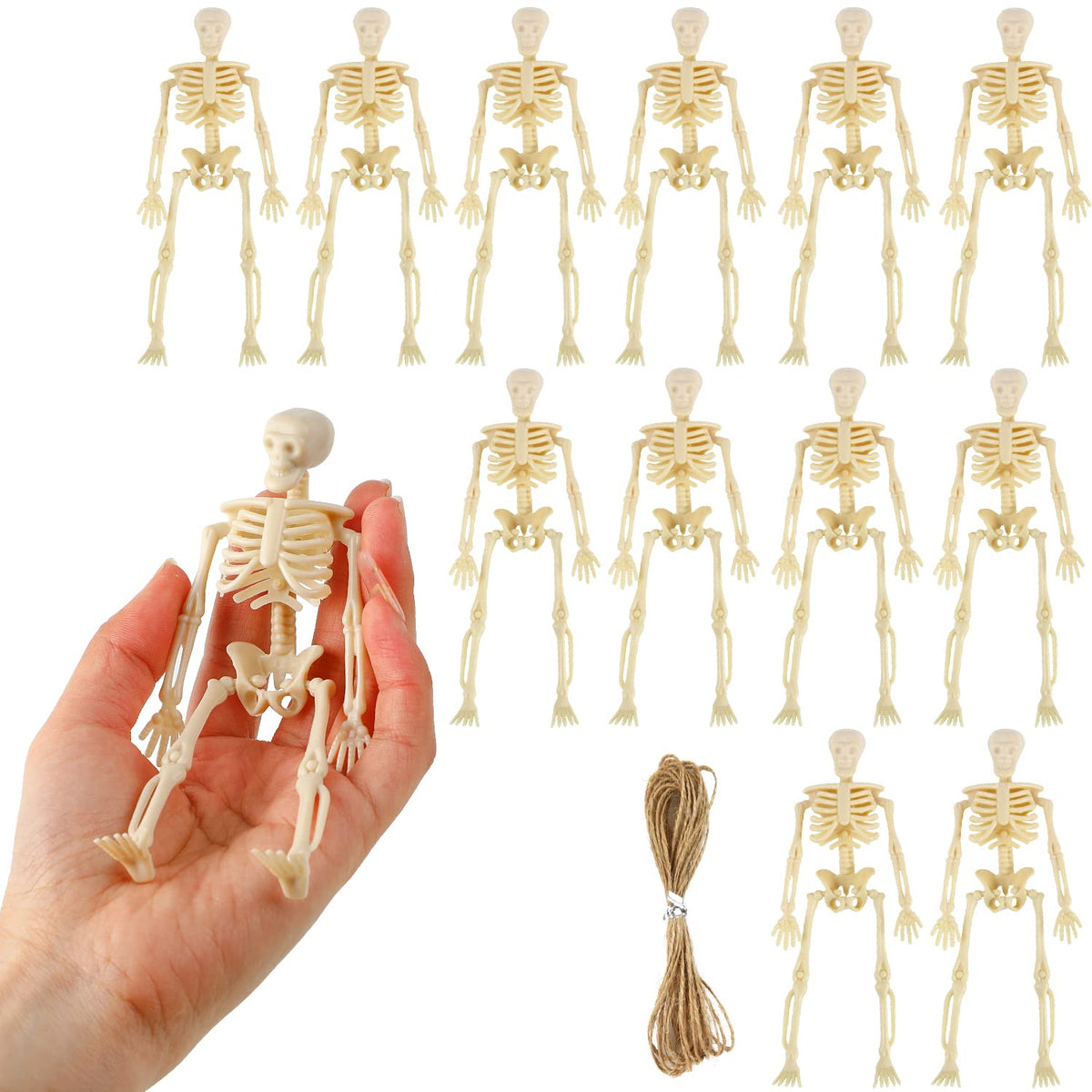 FINGOOO mini skeleton figurines 12Pcs 5.9 inch size for desk display