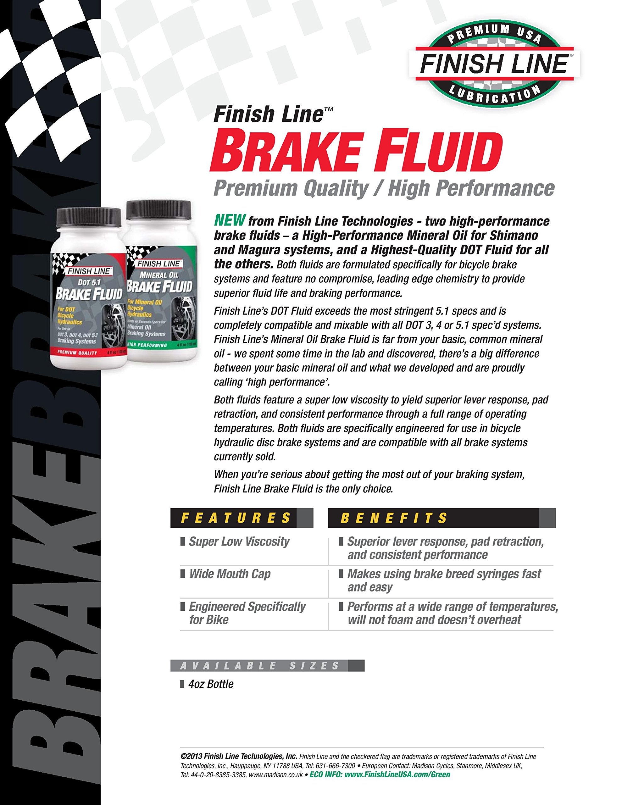 Finish Line DOT 5.1 brake fluid for bicycle hydraulic disc brakes