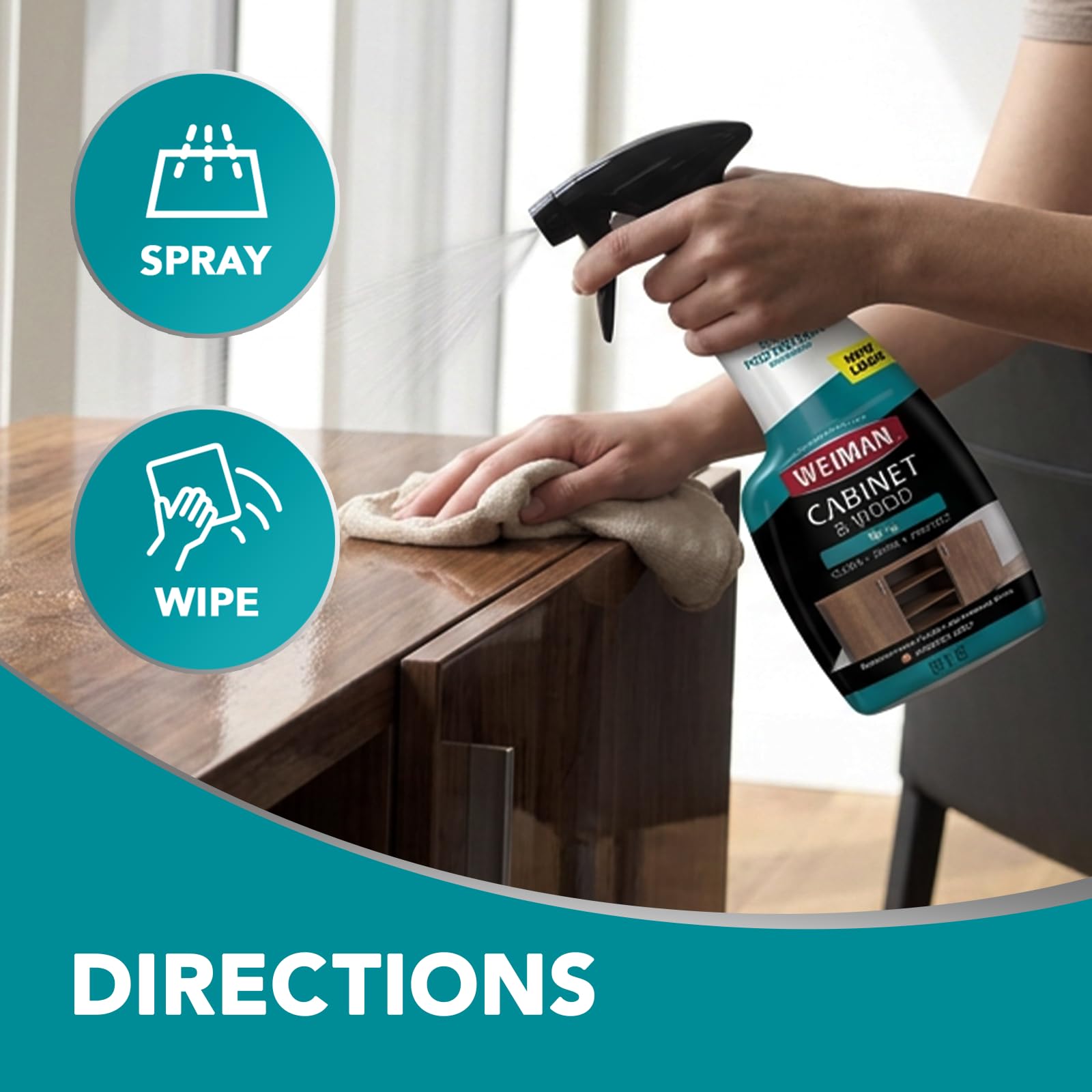 Reusable microfiber towel included with Weiman cleaner spray