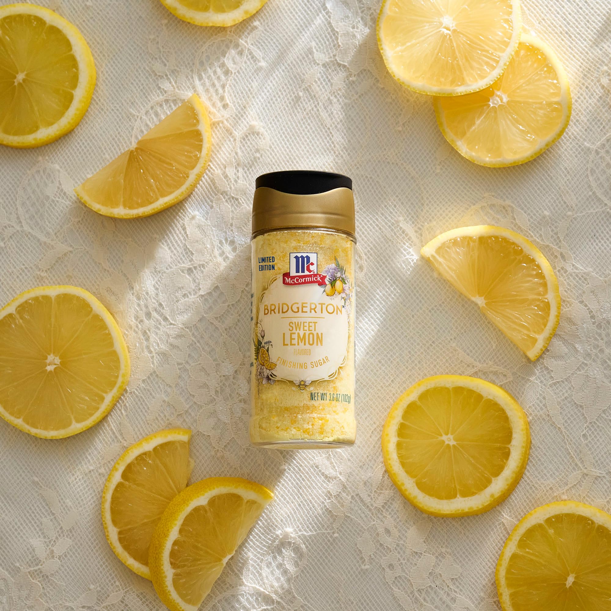 Bright lemon shimmer finishing sugar for yogurt and pancakes