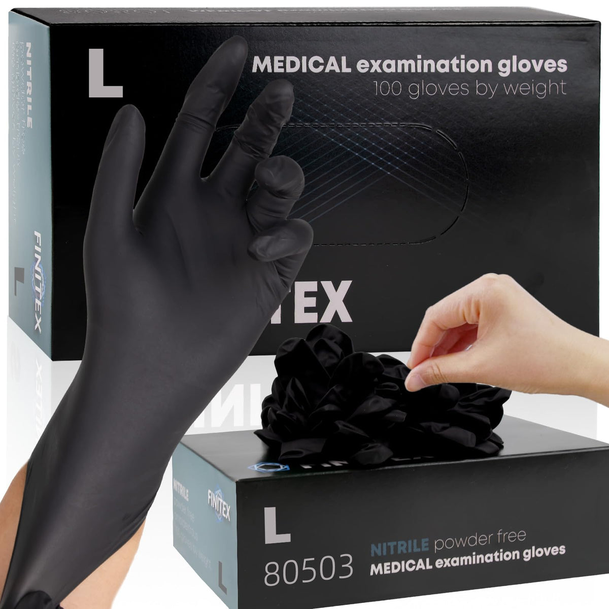 FINITEX black nitrile gloves size L 5mil 100pcs medical exam