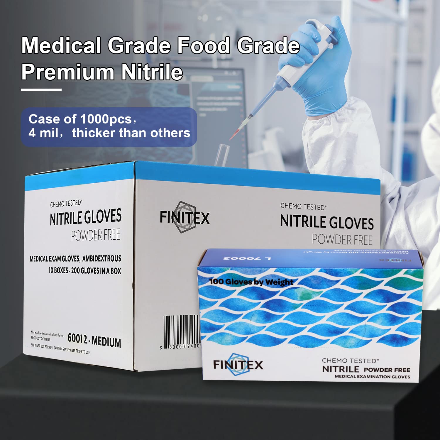 finitex 4mil nitrile gloves for janitorial and labs