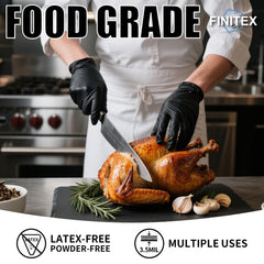 Medium size FINITEX nitrile exam gloves for food service