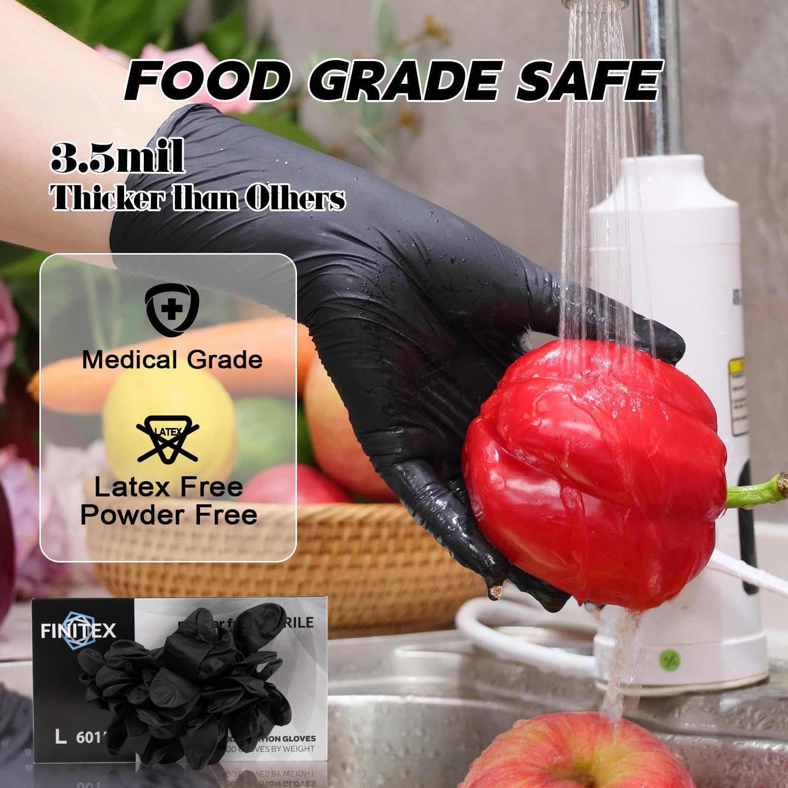 Touchscreen compatible nitrile gloves
