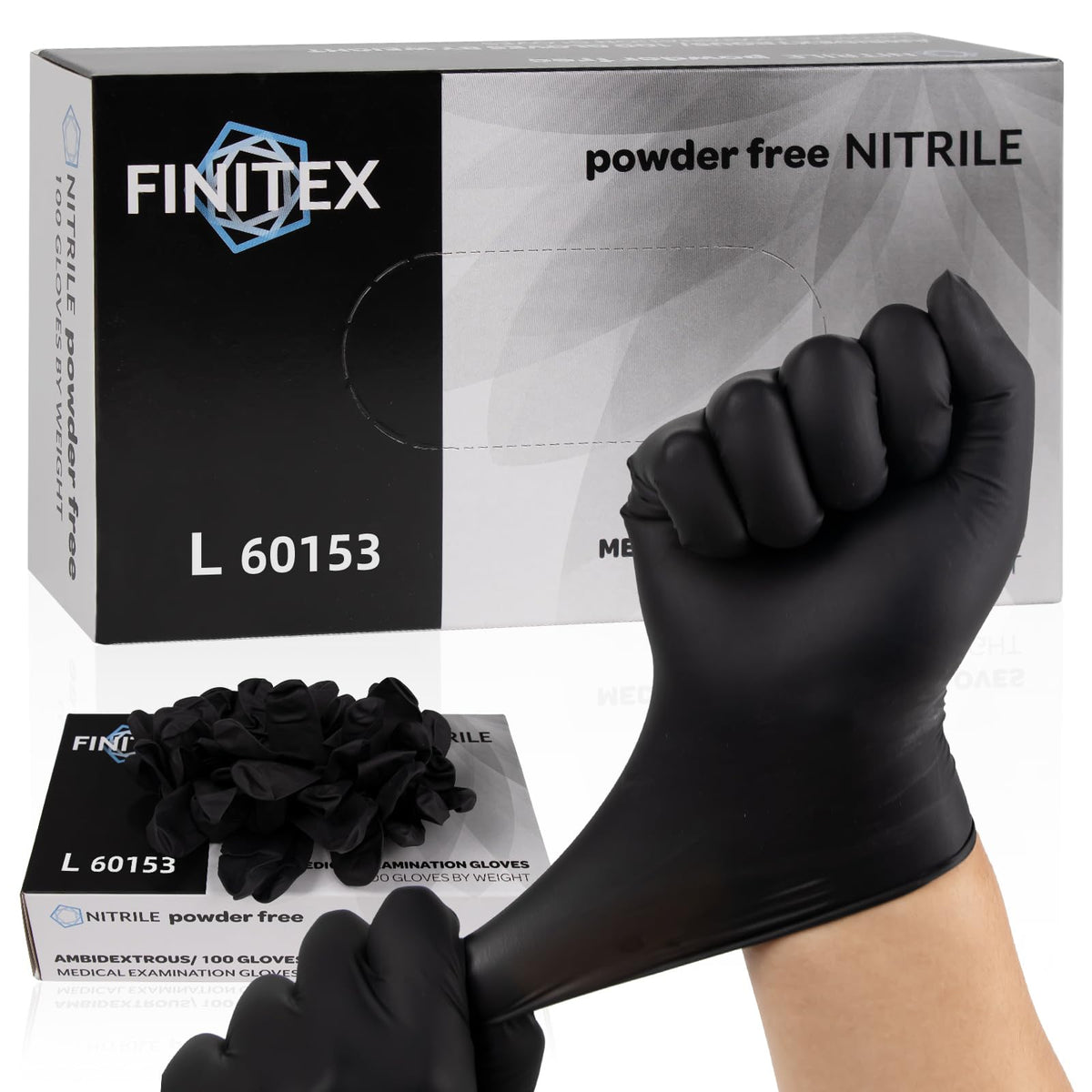 FINITEX nitrile disposable gloves black 3.5mil 100pcs