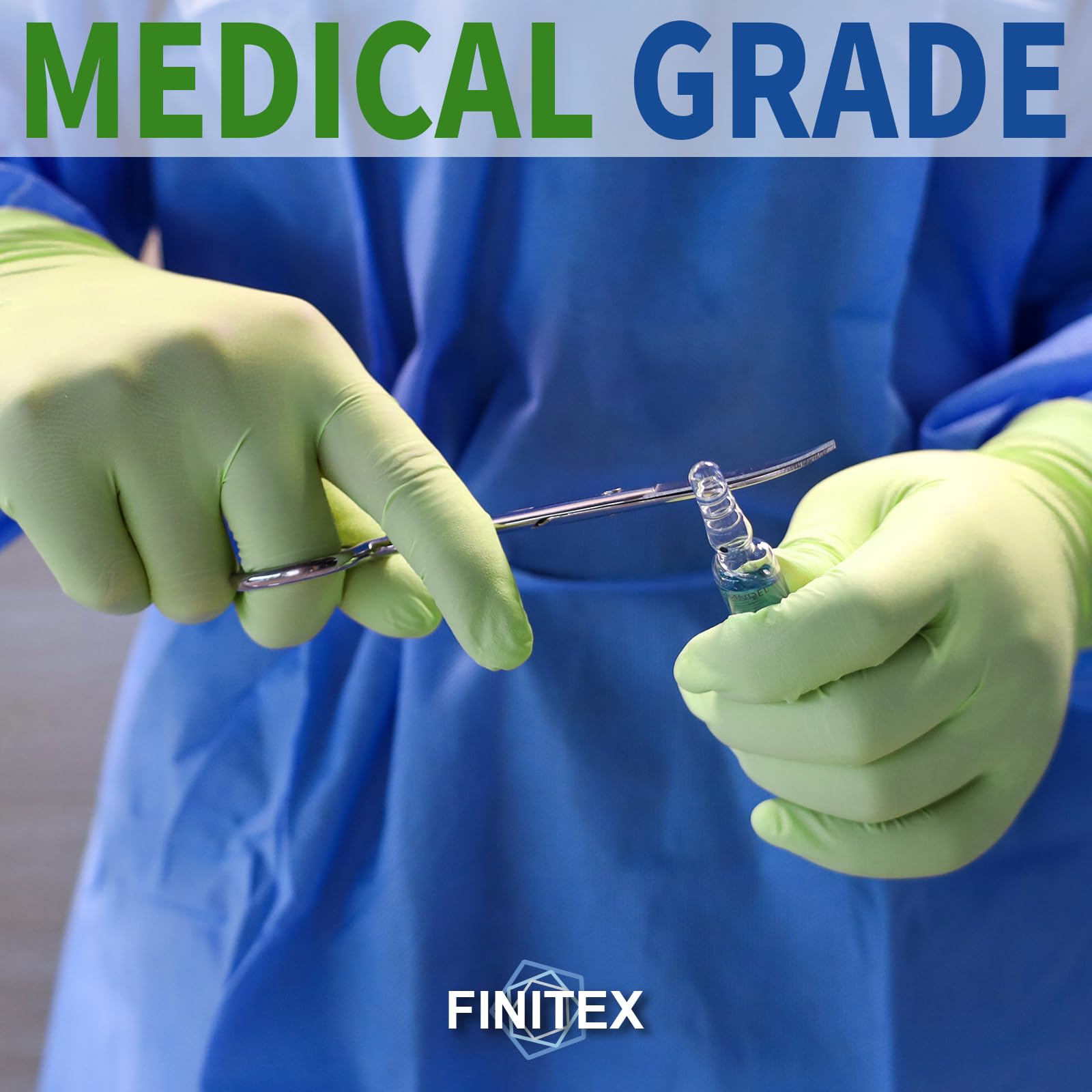 Green latex-free FINITEX nitrile gloves 100pcs