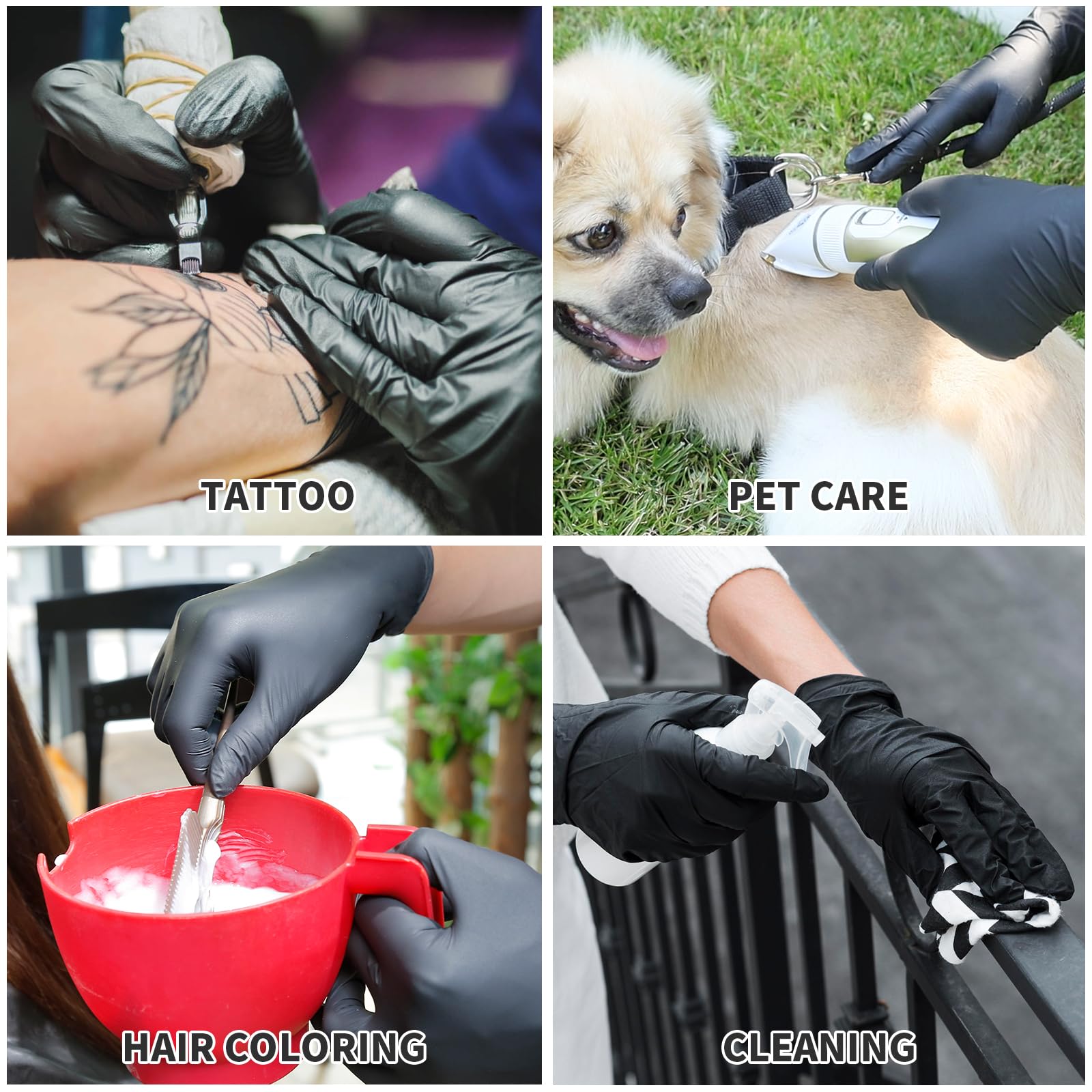 Durable elastic-fit nitrile gloves for dexterity