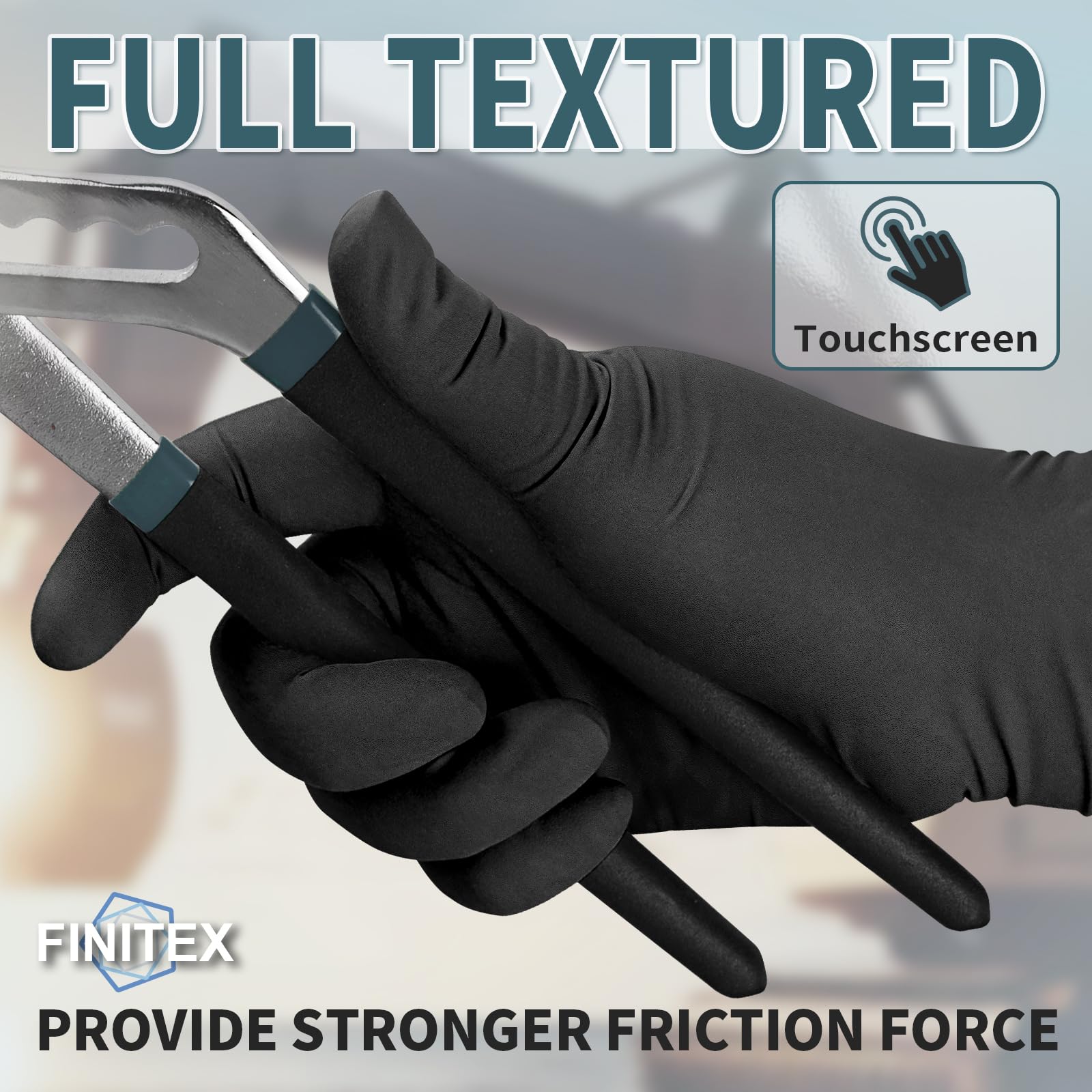 FINITEX nitrile gloves M size textured fingertips