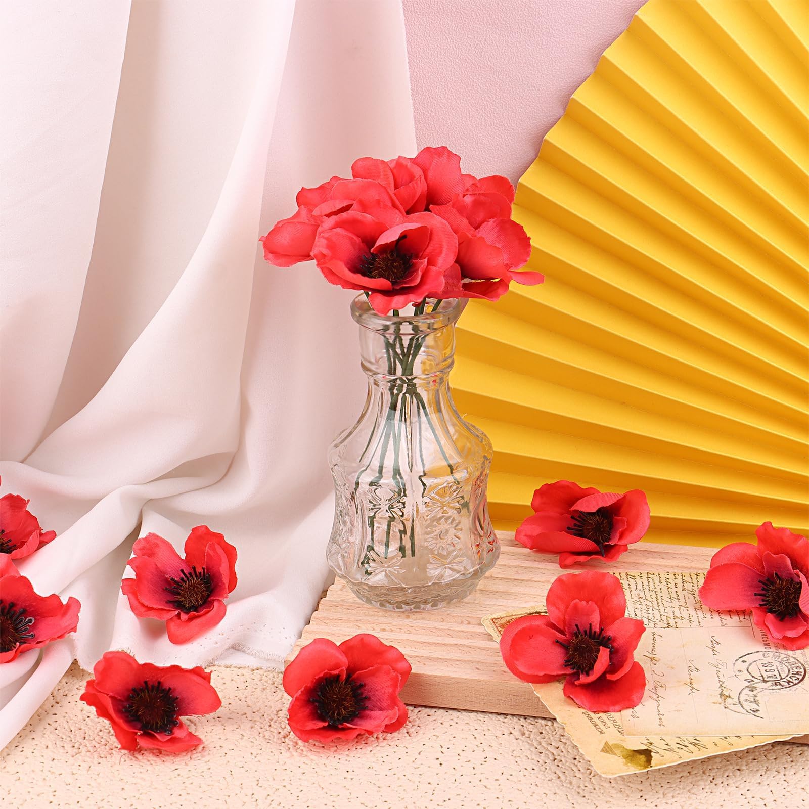 Home decor poppy bouquet craft with red artificial poppies FIONUPI