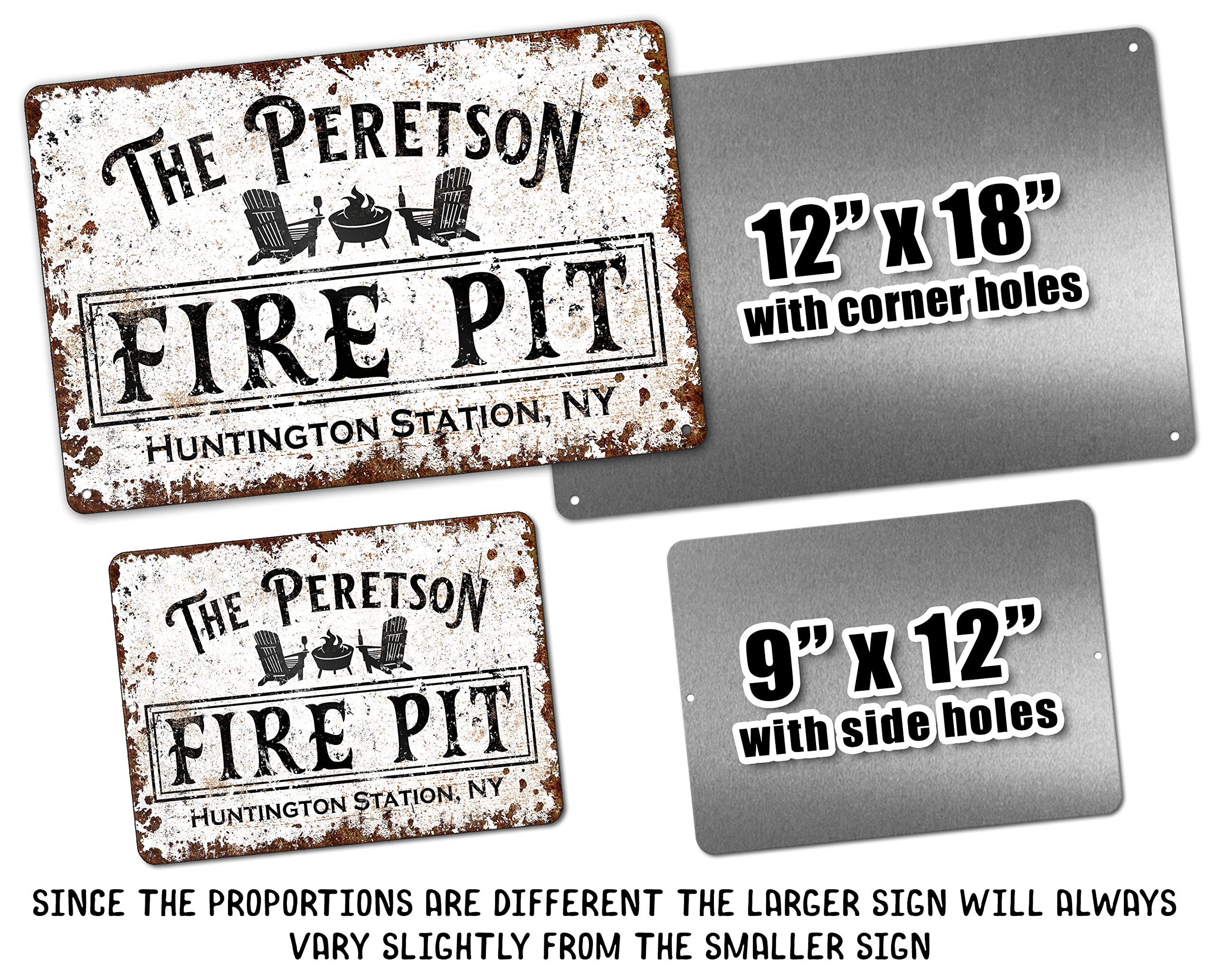 Fire pit sign 12x18 personalized metal tin sign