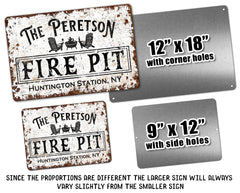 Fire pit sign 12x18 personalized metal tin sign
