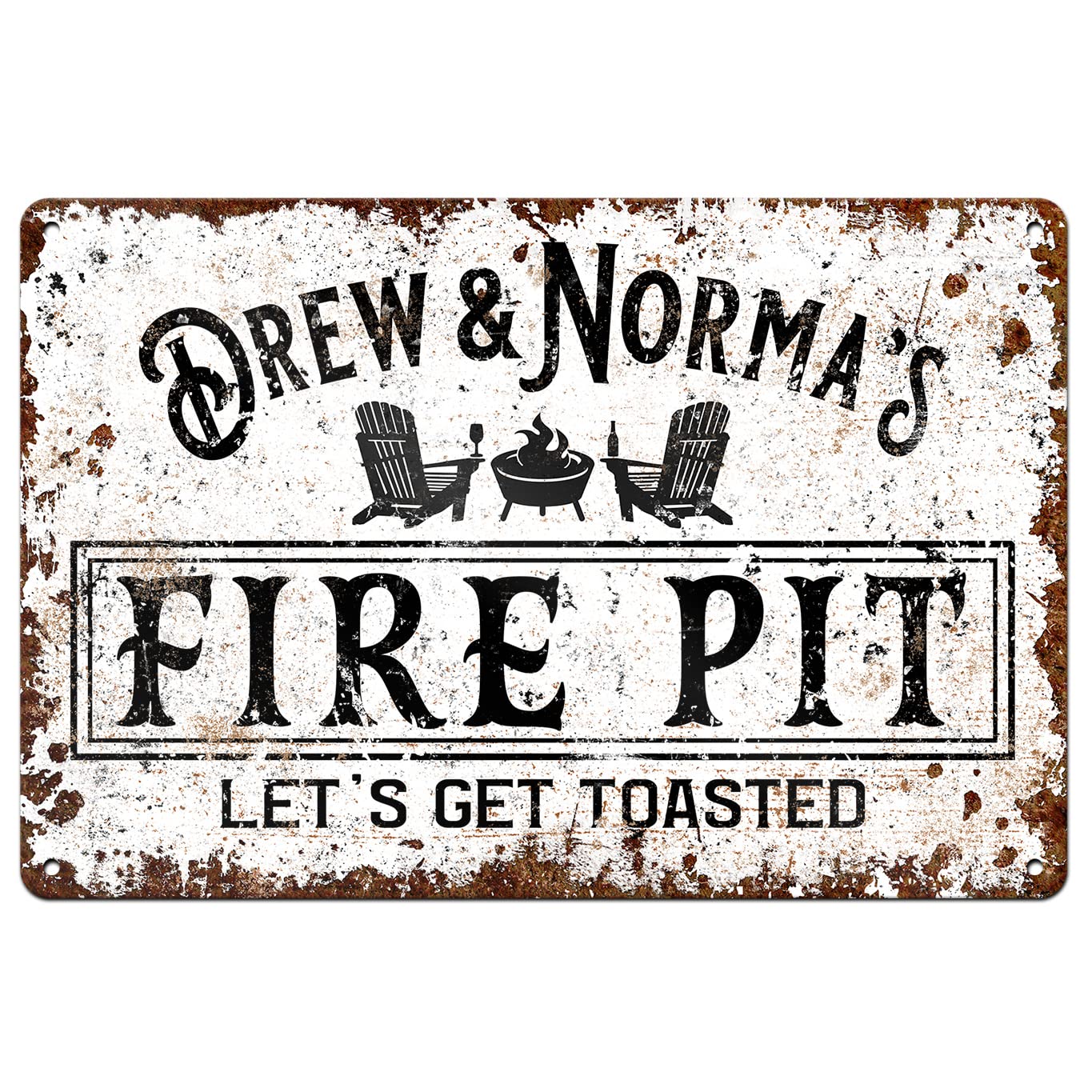 Fire pit sign 9x12 personalized metal tin sign