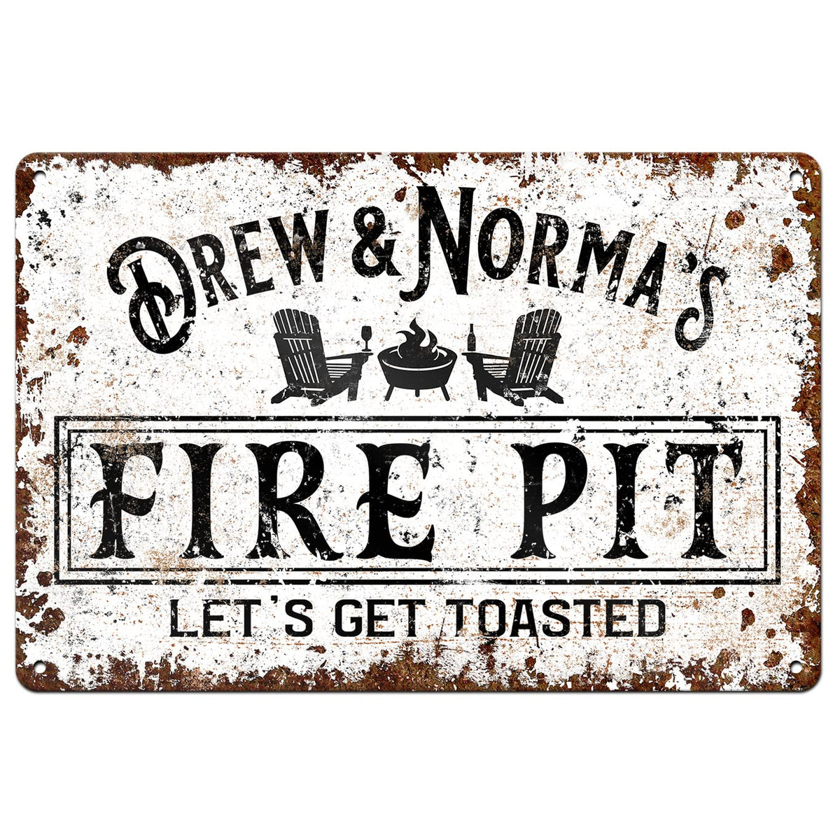 Fire pit sign 9x12 personalized metal tin sign