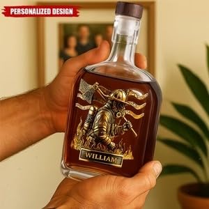 Firefighter husband gift decanter personalized