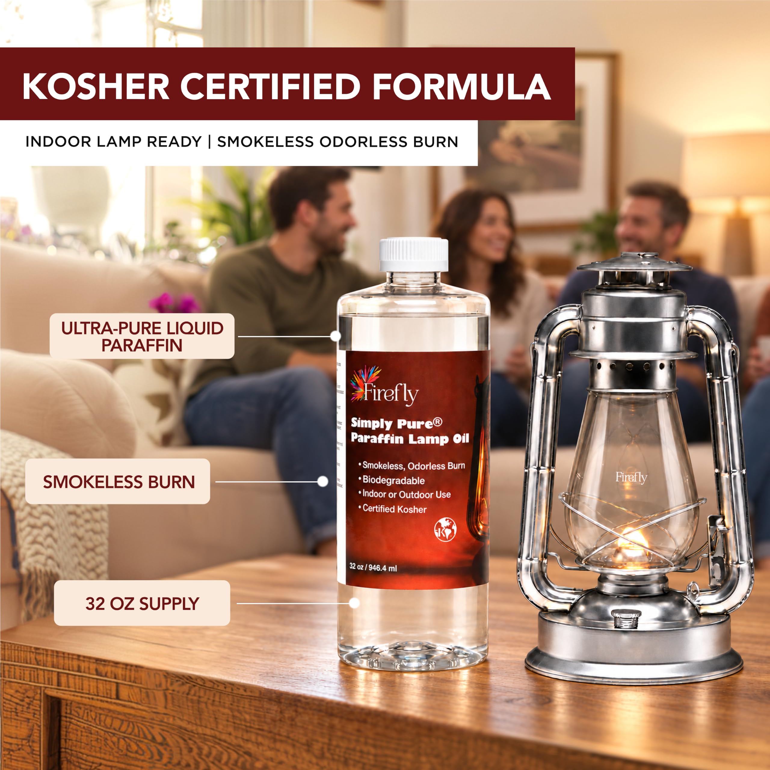 Firefly smokeless paraffin lamp oil in indoor lanterns