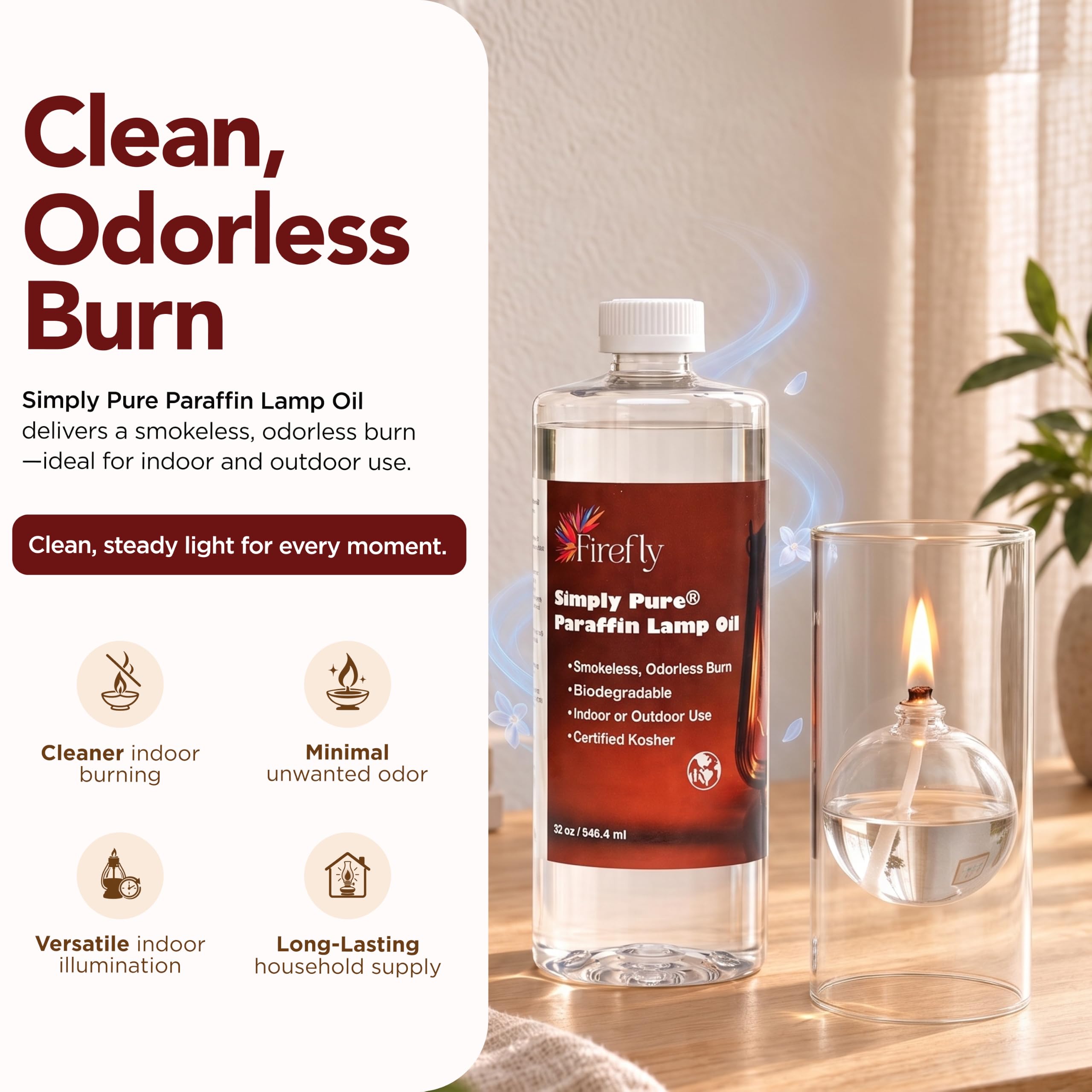Firefly paraffin lamp oil 32 oz ideal for decorative fixtures
