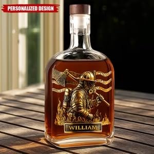 Fireman personalized liquor bottle for men and grandpas