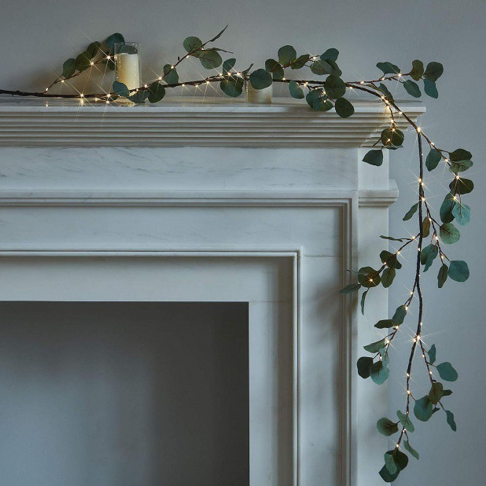 Fireplace mantel vine lights for indoor use