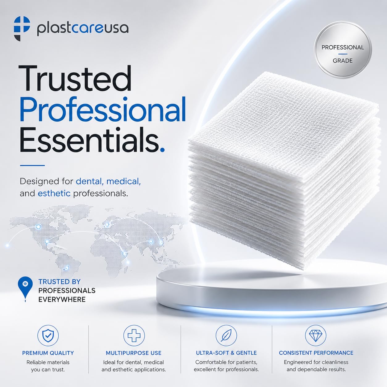 2x2 gauze pads used in dental esthetic procedures