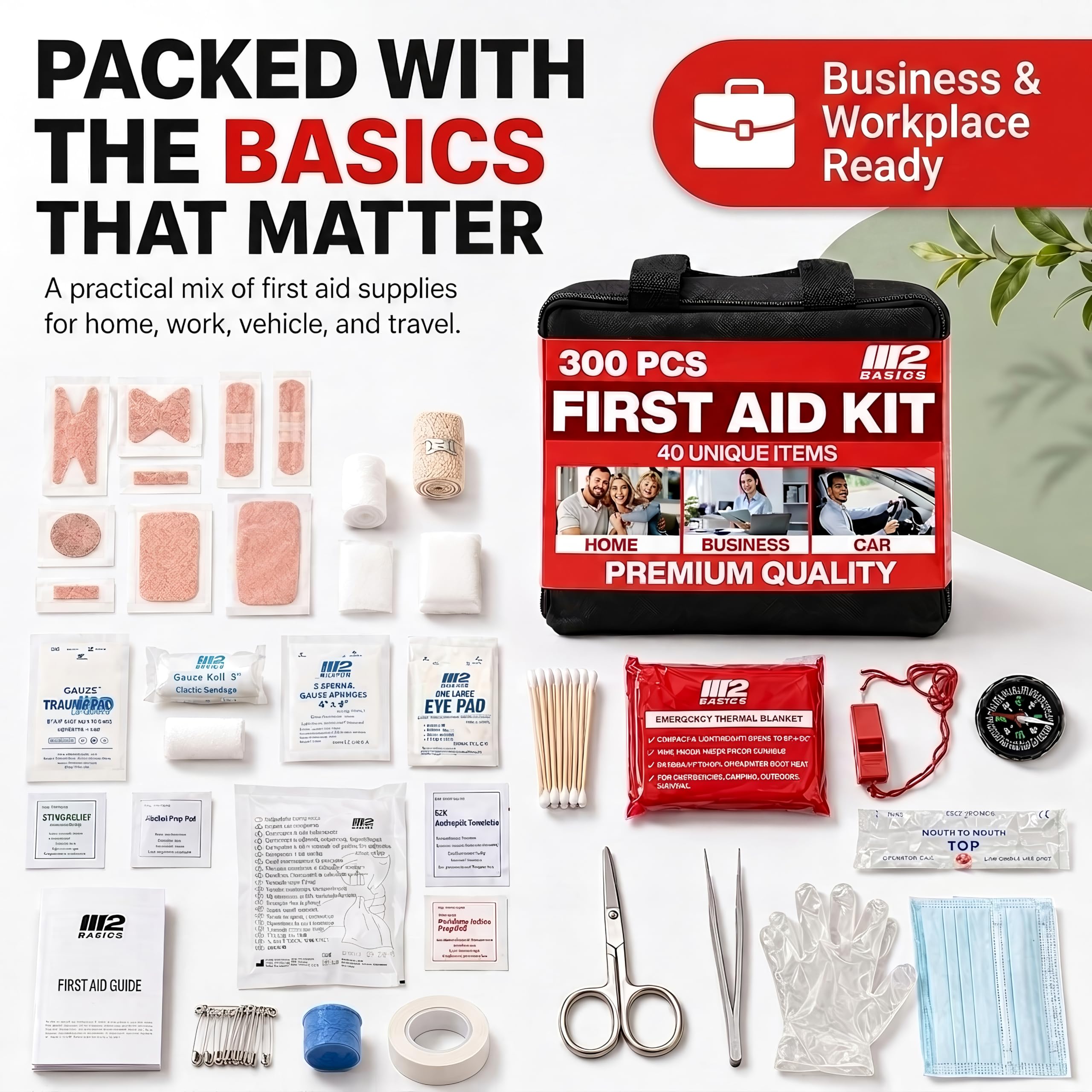 Compact first aid kit suitable for home and office