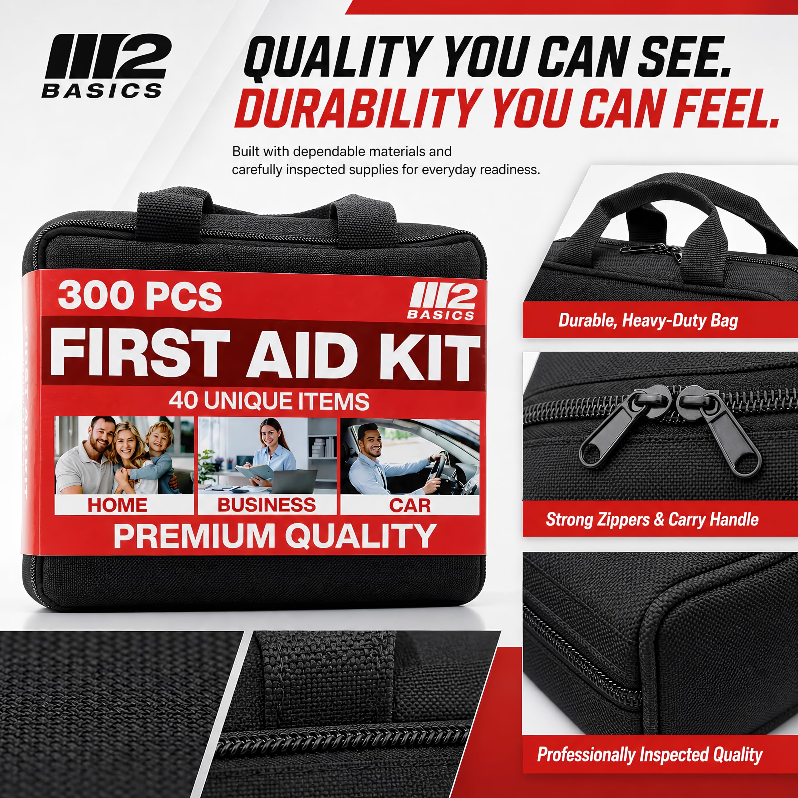 Glove box trunk backpack storage first aid kit